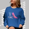 Born to Be Très Chic Sweatshirt with pink stilettos design on Gildan 18000 - Royal