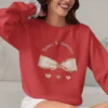 Bows & Romance sweatshirt with brow gingham bow on Gildan 18000- Red