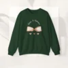 Bows & Romance sweatshirt with brow gingham bow on Gildan 18000- Forest Green Flatlay