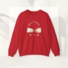 Bows & Romance sweatshirt with brow gingham bow on Gildan 18000- Red Flatlay