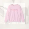C'est La Vie sweatshirt with text on Gildan 18000 - Light Pink Flatlay