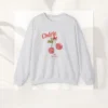 Cherie sweatshirt with cherry design on Gildan 18000 - Ash Flatlay