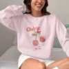 Cherie sweatshirt with cherry design on Gildan 18000 - Light Pink