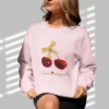Cheriously Cute Sweatshirt with Cherries & Bow on Gildan 18000 - Light Pink
