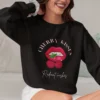 Cherry Kisses sweatshirt with lips and cherries design on Gildan 18000 crewneck - Black