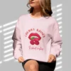 Cherry Kisses sweatshirt with lips and cherries design on Gildan 18000 crewneck - Light Pink