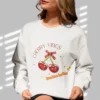 Cherry Vibes Sweatshirt with cherry design on Gildan 18000 - Ash