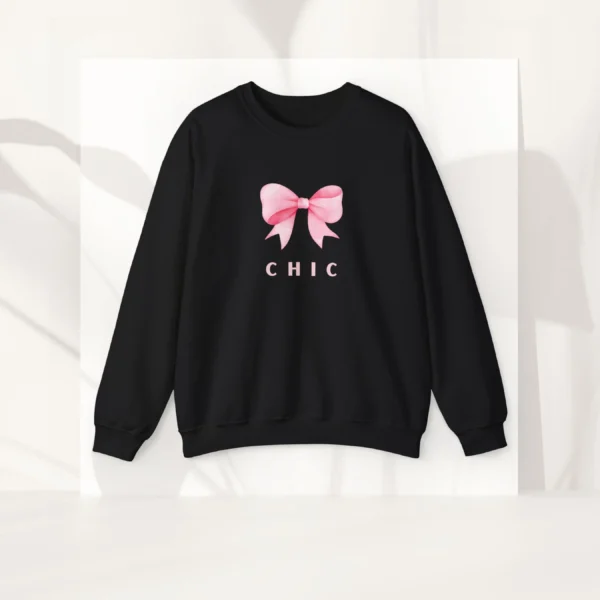 Chic Bow Sweatshirt - Black Flatlay