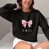 Chic Bow Sweatshirt - Black
