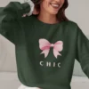 Chic Bow Sweatshirt - Forest Green