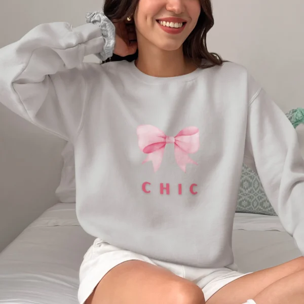 Chic Bow Sweatshirt - Sport Grey