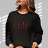 Chic Statement Sweatshirt with CHIC text on Gildan 18000 - Black