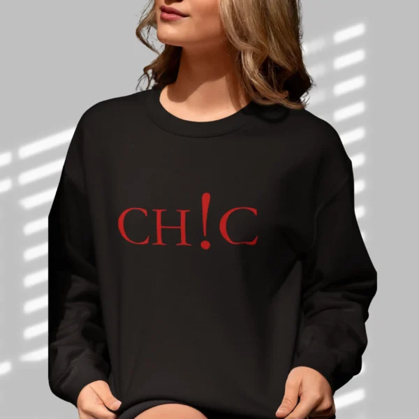 Chic Statement Sweatshirt with CHIC text on Gildan 18000 - Black