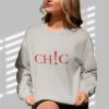 Chic Statement Sweatshirt with CHIC text on Gildan 18000 - Sport grey