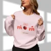 Cute Mom Sweatshirt with cherry and bow design on Gildan 18000 - Light Pink