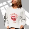 I Cherish You Sweatshirt with Lip & Cherry design on Gildan 18000 - Ash