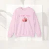 Je t’aime aussi Paris sweatshirt with macaron design on red Gildan 18000 crewneck - Light Pink Flatlay