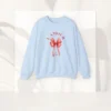 L’Amour sweatshirt with red bow – Gildan 18000 in Light Blue Flatlay