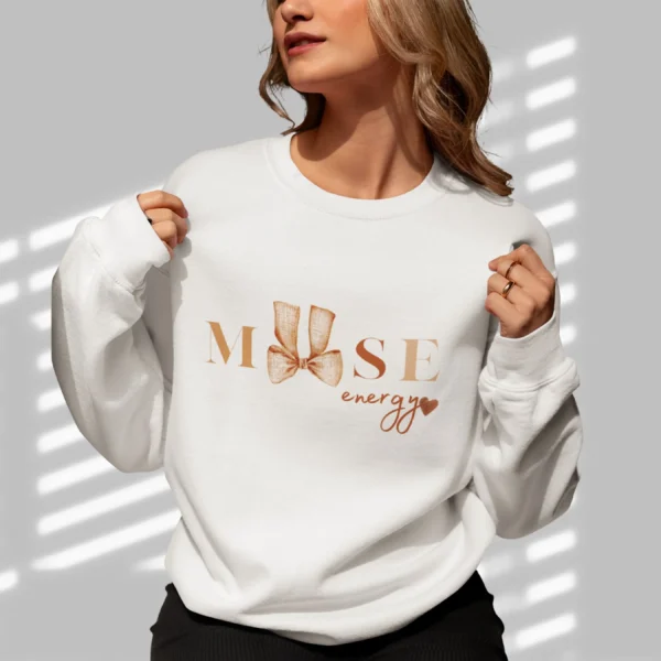 Muse Energy Sweatshirt with bow design on Gildan 18000 - Ash