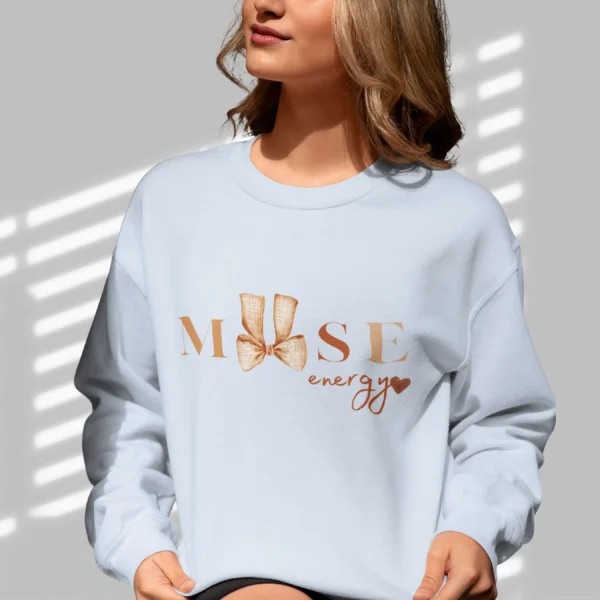 Muse Energy Sweatshirt with bow design on Gildan 18000 - Light Blue