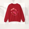 On Top of My Fabulous Day sweatshirt with cherries, lips, and dice design on Gildan 18000 crewneck - Cherry Red flatlay