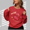 On Top of My Fabulous Day sweatshirt with cherries, lips, and dice design on Gildan 18000 crewneck - Cherry Red