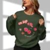 On Top of My Fabulous Day sweatshirt with cherries, lips, and dice design on Gildan 18000 crewneck - Forest Green