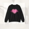 Queen heart sweatshirt with pink heart design on Gildan 18000 - Black Flatlay