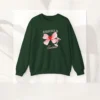 Ribbons & Secrets sweatshirt with a pink bow and cocktail design on Gildan 18000 - Forest Green Flatlay
