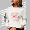 Ribbons & Secrets sweatshirt with a pink bow and cocktail design on Gildan 18000 - Ash