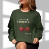 Cherry Delight sweatshirt with cherry design on Gildan 18000 - Forest Green