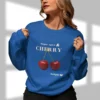 Cherry Delight sweatshirt with cherry design on Gildan 18000 - Royal