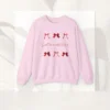 Sweet but never subtle sweatshirt with bow design on Gildan 18000 - Light Pink Flatlay