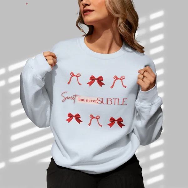 Sweet but never subtle sweatshirt with bow design on Gildan 18000 - Light Blue