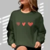 Three Hearts sweatshirt with red hearts design on Gildan 18000 - Forest Green