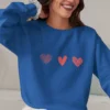 Three Hearts sweatshirt with red hearts design on Gildan 18000 - Royal