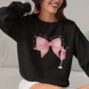 Tie me up in love sweatshirt with bow and wine design on Gildan 18000 - Black
