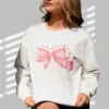 Tie me up in love sweatshirt with bow and wine design on Gildan 18000 - Ash