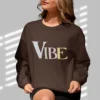 Vibe sweatshirt with bold letters on Gildan 18000 - Dark Chocolate
