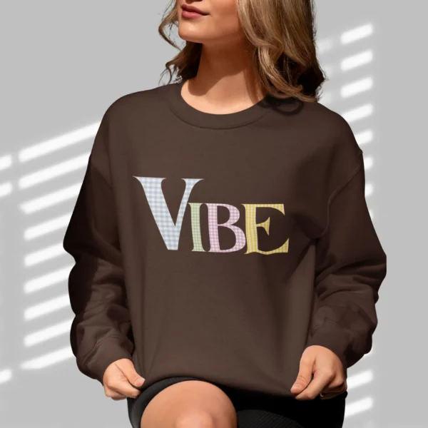 Vibe sweatshirt with bold letters on Gildan 18000 - Dark Chocolate