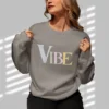 Vibe sweatshirt with bold letters on Gildan 18000 - Graphite Heather