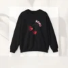 XOXO sweatshirt with cherry design on Gildan 18000 - Black Flatlay