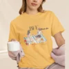 BFF Mode On Tee with watercolor illustration of two girls enjoying a picnic with fruit, waffles, a basket & drinks on striped blanket on Comfort Colors 1717 - Citrus