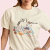 BFF Mode On Tee with watercolor illustration of two girls enjoying a picnic with fruit, waffles, a basket & drinks on striped blanket on Comfort Colors 1717 - Ivory