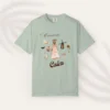 Chasing Calm Tee with cottage girl, geese, florals, and windmill on Comfort Colors 1717 - Bay Flatlay