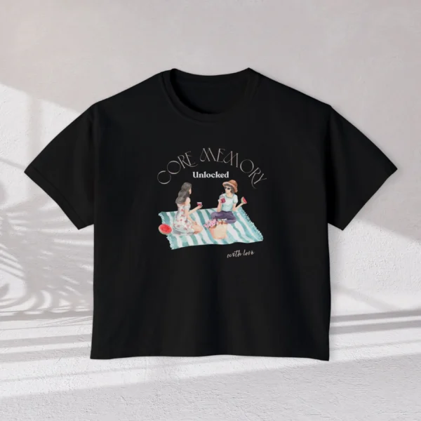 Core Memory Unlocked Aesthetic Tee with picnic design on CC3023 - Black Flatlay