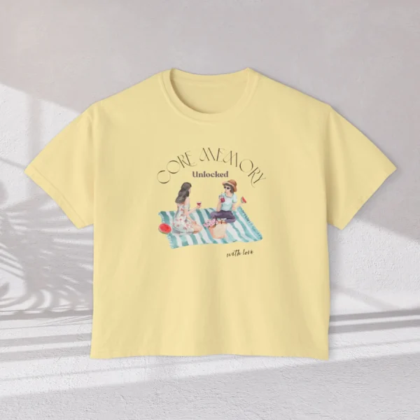 Core Memory Unlocked Aesthetic Tee with picnic design on CC3023 - Butter Flatlay