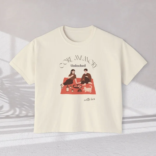 Core Memory Unlocked Aesthetic Tee with picnic design on CC3023 - Ivory Flatlay