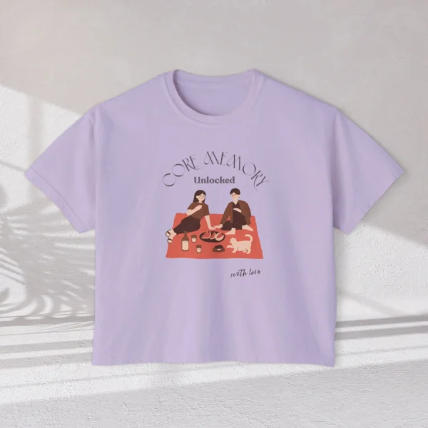 Core Memory Unlocked Aesthetic Tee with picnic design on CC3023 - Orchid Flatlay