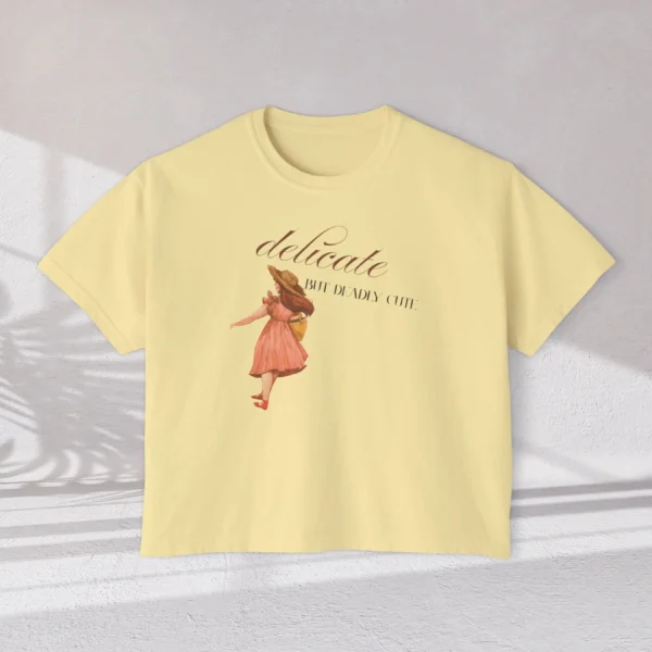 Delicate but deadly cute tee with girl design on CC3023 - Butter Flatlay